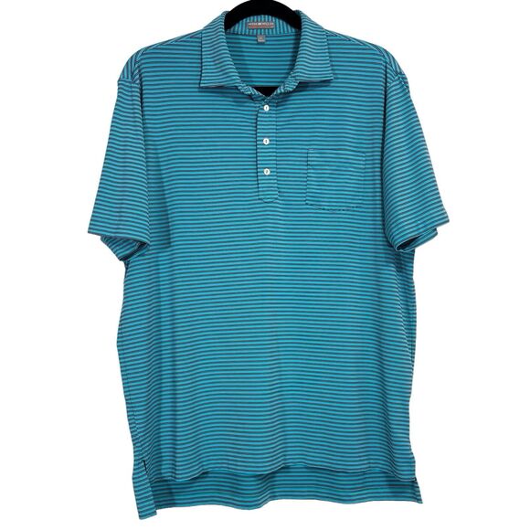 Peter Millar Summer Comfort Golf Polo Shirt Mens Size XL Blue Striped - Picture 3 of 10
